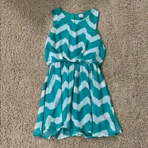 Teal and White Chevron Dress